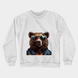 Adorable Bear Wearing a Glasses Crewneck Sweatshirt